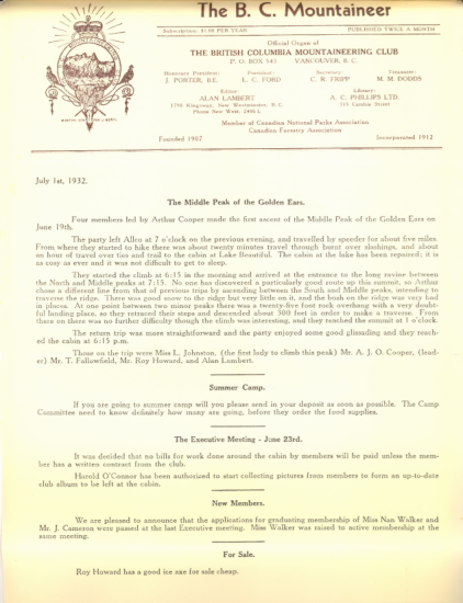 The B.C. Mountaineer 1932 July 1 thumbnail